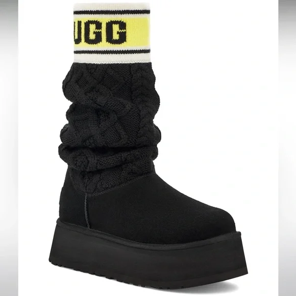 NWOT Ugg Platform Sweater Letter Boots - Size 9 - Picture 2 of 12